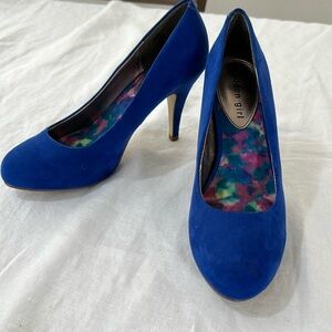 Madden‎ girl blue suede heels pumps sz 6